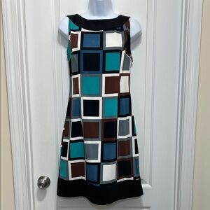 Connected Apparel Multicolor Geometric Mini Dress